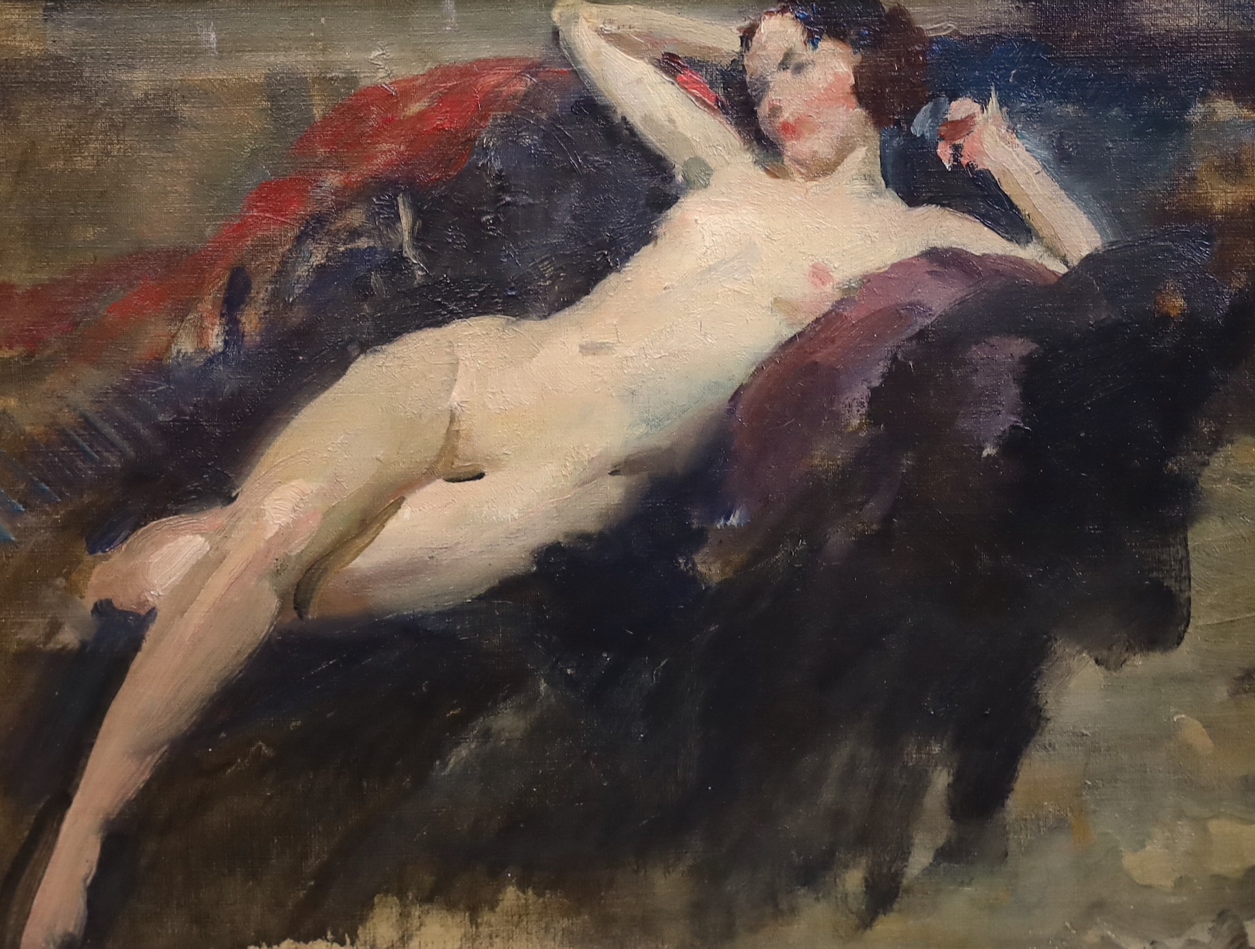 Walter Ernest Webster (British, 1878-1959), Reclining nude, oil on canvas, 30 x 40cm